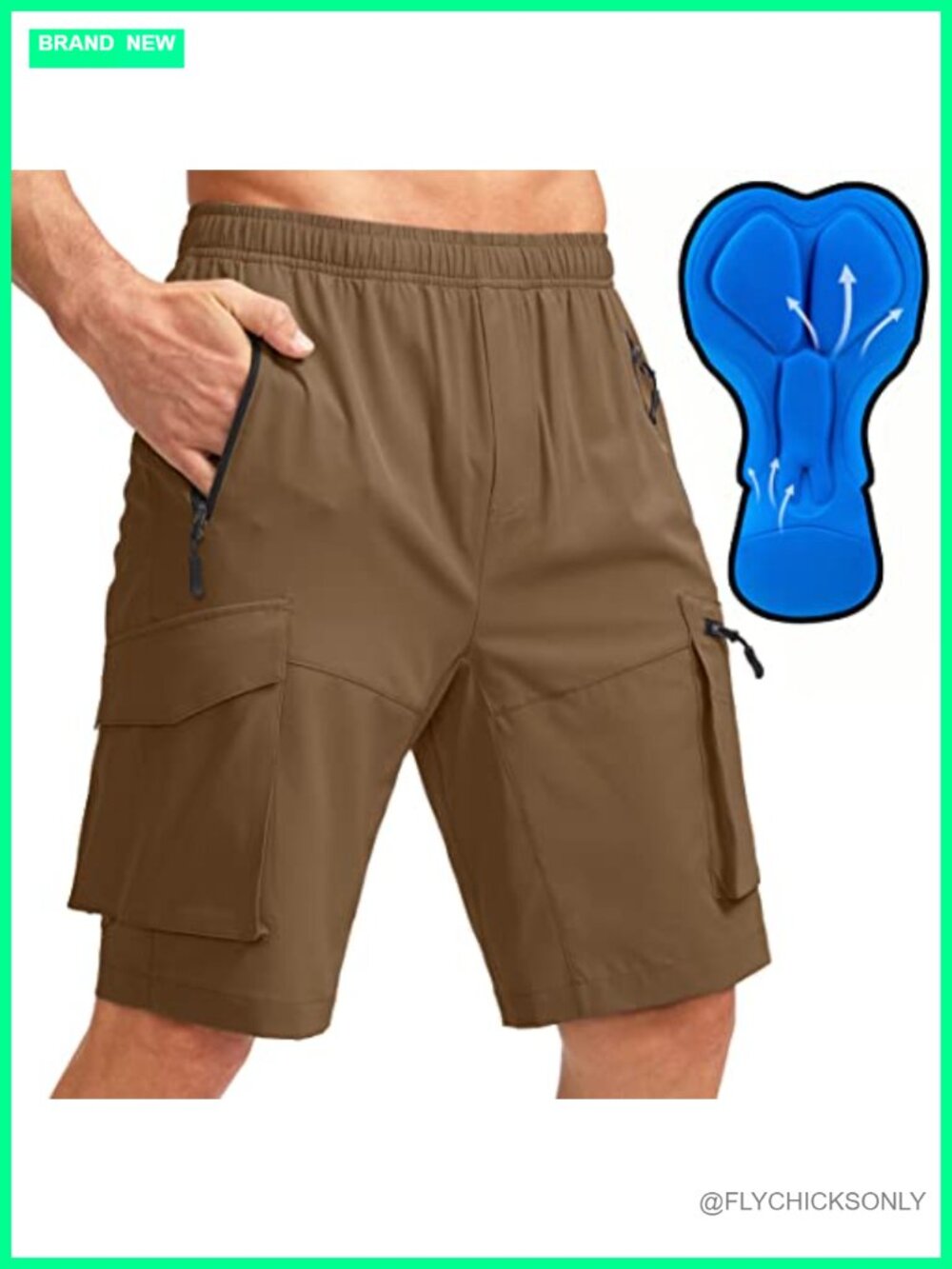 Men's 3D Padded Mountain Bike Shorts Loose Fit Zipper Pockets Cycling Biking